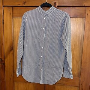 Striped Women’s Button Down Shirt, high low, Size 0, 100% Cotton, button back